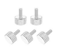 sourcing map 5 tornillos moleteados de cabeza plana M3 x 8 mm, aleación de aluminio sólido, totalmente roscados, tornillos de tornillo de pulgar para cajas de computadora, tarjetas gráficas, color