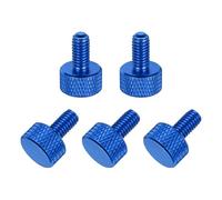 sourcing map 5 tornillos moleteados de cabeza plana M6 x 12 mm, aleación de aluminio sólido, totalmente roscados, tornillos de tornillo de pulgar para cajas de computadora, tarjetas gráficas, color
