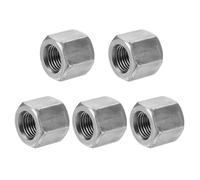 sourcing map 5 tuercas de acoplamiento M14 x 1,5 paso, 20 mm de longitud, tuerca de acoplamiento hexagonal de acero al carbono totalmente roscadas, sujetadores de conector de tachuelas, tono plateado