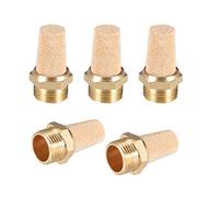 sourcing map 5 uds. Silenciador de escape de latón rosca macho de 3/8G | Silenciador de bronce neumático de aire sinterizado hexagonal de 45/64" con cuerpo de latón que sobresale