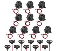 sourcing map 5 unidades DC3-24 V 100 dB 3500 Hz alarma piezoeléctrica sonora sonora activa continua con conector de batería tipo T de 9 V para motocicleta, golf, coche, vehículos, alarma de coche