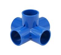 sourcing map 5 Vías PVC Conector 32mm Interior Diámetro, 2 Piezas Codo PVC de 90 Grados de Forma en T para Tubería de Agua, Reductor de Tubería de Acoplamiento, Azul