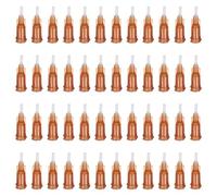 sourcing map 50 agujas dispensadoras de plástico de 15 g con bloqueo Luer, tubo de aguja PTFE de 0.3 pulgadas, punta roma de plástico resistente al calor para pistola de pegamento líquido, ámbar