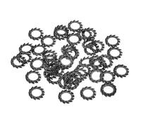 sourcing map 50 arandelas de bloqueo de dientes externas, arandelas de bloqueo dentadas de acero al carbono M6 para tornillos de equipo mecánico, color negro