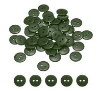 sourcing map 50 botones de costura de resina, 15 mm, 2 agujeros, redondos, para manualidades, abrigos, ropa, decoración de vacaciones, color verde oscuro