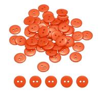 sourcing map 50 botones de costura de resina, 15 mm, 2 agujeros, redondos, para manualidades, abrigos, ropa, decoración de vacaciones, color naranja