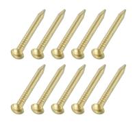 sourcing map 50 clavos pequeños de hardware, 2 x 20 mm de cabeza redonda de latón, uñas de acabado comunes para carpintería doméstica, colgar cuadros, proyectos de bricolaje, dorado
