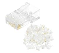 sourcing map 50 conectores de paso Cat6 RJ45, conector de crimpado RJ45 8P8C, conectores modulares chapados en oro para cable Ethernet UTP sólido o trenzado