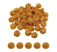 sourcing map 50 cuentas de pompones, 22 x 12,5 mm, cuentas espaciadoras esponjosas de piel sintética con agujero de 4 mm, bola de pompones suaves para bolígrafos, llaveros, accesorios para el cabello