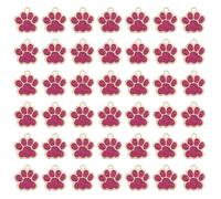 sourcing map 50 dijes esmaltados con estampado de patas, cuentas de aleación con huella de animal con polvo de purpurina para collares, aretes, fabricación de joyas, rosa/dorado