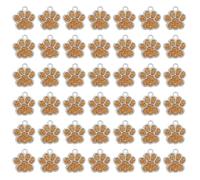 sourcing map 50 dijes esmaltados con huellas de patas, cuentas de aleación con huella de animal y polvo de purpurina para collares, aretes, fabricación de joyas, amarillo/plateado