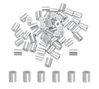 sourcing map 50 fundas de aluminio para crimpado, 1,5 mm, 1/16 pulgadas, crimpadora de cable M1.5 para cuerda de alambre y crimpado de cable, abrazaderas de extremo de cuerda de línea
