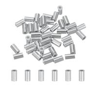 sourcing map 50 fundas de aluminio para crimpado, 1 mm, 1/32 pulgadas, crimpado de cable M1 para cuerda de alambre y crimpado de cable, abrazaderas de extremo de cuerda de línea