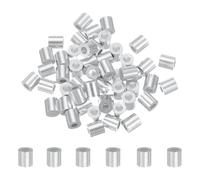 sourcing map 50 fundas de aluminio para prensar de 2 mm, virola redonda de 5/64 pulgadas, crimpadora de cable M2 para cuerda de alambre y crimpado de cable, abrazaderas de extremo de cuerda de línea