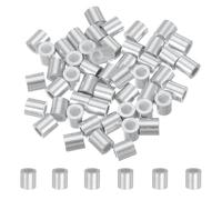 sourcing map 50 fundas de aluminio para prensar de 4 mm, virola redonda de 5/32 pulgadas, crimpadora de cable M4 para cuerda de alambre y crimpado de cable, abrazaderas de extremo de cuerda de línea