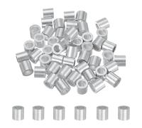 sourcing map 50 fundas de aluminio para prensar de 6 mm, virola redonda de 1/4 pulgadas, crimpado de cable M6 para cuerda de alambre y crimpado de cable, abrazaderas de extremo de cuerda de línea