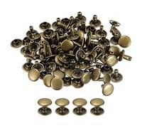sourcing map 50 Juegos Cuero Remaches, 9mm Doble Tapa Remaches 8mm Altura Metal Pernos Remache para Cuero Artesanía Reparación Bricolaje Monedero Cinturones Bolsos Zapatos, Bronce Tono