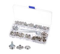 sourcing map 50 Juegos Lona Broches Kit 3/5" Broches Metal Tornillo Presión Botón Sujetadores Kit Broches para Barco Cubierta Alfombra Reparación con 3uds Instalación Herramienta, Plateado Tono