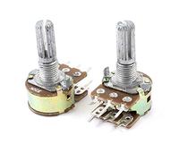sourcing map - 50 kohm 6 Pines Split Shaft Rotary Lineal Dual Taper potenciómetro - Plata (2 Piezas)