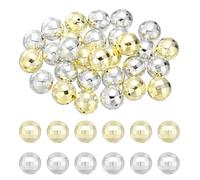 sourcing map 50 mini cuentas de discoteca, bola de discoteca de 6 mm, brillante, reflectante, bola de espejo para hacer joyas, pulseras, collares, aretes, colgantes, llaveros, plateados, dorados