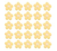 sourcing map 50 parches de flores para coser, pétalos florales de ganchillo hechos a mano, apliques de flores de ganchillo para bricolaje, ropa de pelo, manualidades, color amarillo y blanco