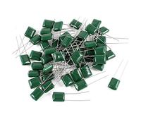 sourcing map 50 Pcs Radial conduce la película de poliester Cubierta Capaciars Verde 2A104J 100V 100nF 5%