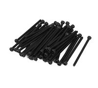 sourcing map 50 Pcs Tornillo moleteado perno de cabeza M2x30mm negro | hueca hexagonal, aleación, acero