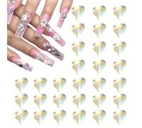 sourcing map 50 piezas de cristales de corazón 3D para uñas, gemas de uñas de 8 x 9 mm, diseño de corazón torcido, para decoración del día de San Valentín, oro transparente