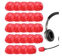 sourcing map 50 piezas desechables de solapa para micrófono, parabrisas de micrófono Lavalier no tejido, tamaño mini, fundas de micrófono para auriculares con gancho para la oreja, micrófono Lavalier