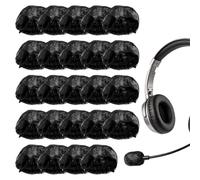 sourcing map 50 piezas desechables de solapa para micrófono, parabrisas de micrófono Lavalier no tejido, tamaño mini, fundas de micrófono para auriculares con gancho para la oreja, micrófono Lavalier