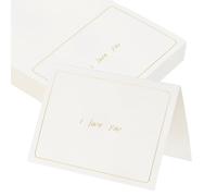 sourcing map 50 tarjetas con texto en inglés "I Love You" de 5.5 x 3.7 pulgadas, tarjetas de felicitación plegadas en blanco con borde de lámina dorada para regalo de deseos, boda, graduación