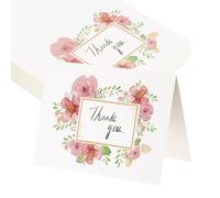 sourcing map 50 tarjetas de agradecimiento, cartulina en blanco plegada floral de 3.7 x 5.5 pulgadas, notas de agradecimiento para tarjetas de felicitación, boda, graduación, cumpleaños, invitaciones