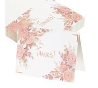 sourcing map 50 tarjetas de agradecimiento, cartulina en blanco plegada floral de 3.7 x 5.5 pulgadas, notas de agradecimiento para tarjetas de felicitación, boda, graduación, cumpleaños, invitaciones