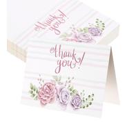 sourcing map 50 tarjetas de agradecimiento, cartulina en blanco plegada floral de 3.7 x 5.5 pulgadas, notas de agradecimiento para tarjetas de felicitación, boda, graduación, cumpleaños, invitaciones