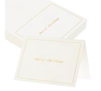 sourcing map 50 tarjetas de felicitación de Feliz Navidad, 5.5 x 3.7 pulgadas, tarjetas de felicitación plegadas en blanco con borde de lámina dorada para regalo de deseos, boda, graduación