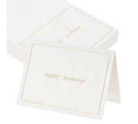 sourcing map 50 tarjetas de feliz cumpleaños, 5.5 x 3.7 pulgadas, tarjetas de felicitación plegadas en blanco con borde de lámina dorada para deseos, boda, graduación, cumpleaños, invitaciones de
