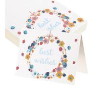 sourcing map 50 tarjetas de los mejores deseos, cartulina en blanco plegada floral de 3.7 x 5.5 pulgadas, notas de agradecimiento para tarjetas de felicitación, boda, graduación, cumpleaños