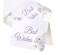 sourcing map 50 tarjetas de los mejores deseos, cartulina en blanco plegada floral de 3.7 x 5.5 pulgadas, notas de agradecimiento para tarjetas de felicitación, boda, graduación, cumpleaños