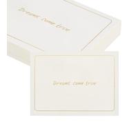 sourcing map 50 tarjetas Dream Come True, 5.5 x 3.7 pulgadas, tarjetas de felicitación en blanco con borde de lámina dorada para regalo de deseos, boda, graduación, cumpleaños, invitaciones de