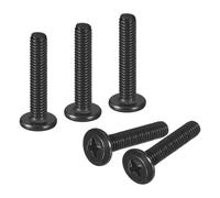 sourcing map 50 tornillos de cabeza redonda plana M4-0.7 x 20 mm, tornillo de máquina Phillips de acero inoxidable 304, rosca completa, óxido negro