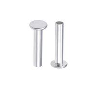 sourcing map 50 uds M6 x 30mm Remaches semitubulares en tono plateado de Aluminio de Cabeza plana