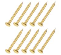 sourcing map 500 clavos pequeños de hardware, 1 x 14 mm, acero al carbono, cabeza redonda, uñas de acabado común para carpintería doméstica, colgar cuadros, proyectos de bricolaje, dorado