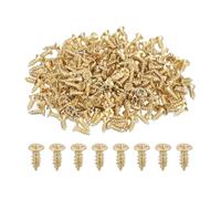sourcing map 500 tornillos autorroscantes ST2 x 6 mm, acero al carbono galvanizado para tornillo de chapa de metal, color dorado