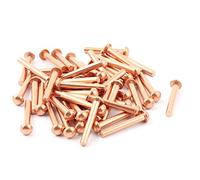 sourcing map 50pzas 1/8" X 25/32" de Cabeza Redonda de Cobre Sólido Remaches Sujetador Fijación