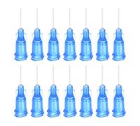 sourcing map 50uds 22G Dispensadoras Agujas, 1/2" PTFE Pegamento Aguja Romo Tubo Puntas con PP Flexible Aguja para Líquido Pegamento Pistola, Azul