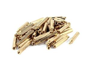sourcing map 50uds Latón Hexagonal Separador Espaciador Tornillo Hembra Macho 25mm+6mm M3 3mm