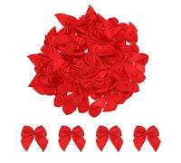 sourcing map 50uds Mini Cinta Lazo 1" Mini Tela Satén Cinta de Forma Lazos para Artesanía Bricolaje Costura Boda Cumpleaños Fiesta Rojo