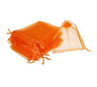 sourcing map 50uds Organza Bolsas 10x12cm Cordón Favor Bolsas Transparente Malla Bolsa para Regalo Joyería Boda Fiesta Navidad Dulces Naranja