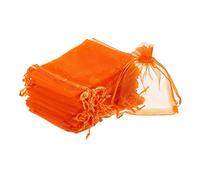 sourcing map 50uds Organza Bolsas 8x11cm Cordón Favor Bolsas Transparente Malla Bolsa para Regalo Joyería Boda Fiesta Navidad Dulces Naranja