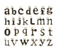 sourcing map 52 dijes de letras del alfabeto de la A a la Z, colgante de metal con inicial A-Z del alfabeto esmaltado para collares, aretes, pulseras, joyería, manualidades, color negro